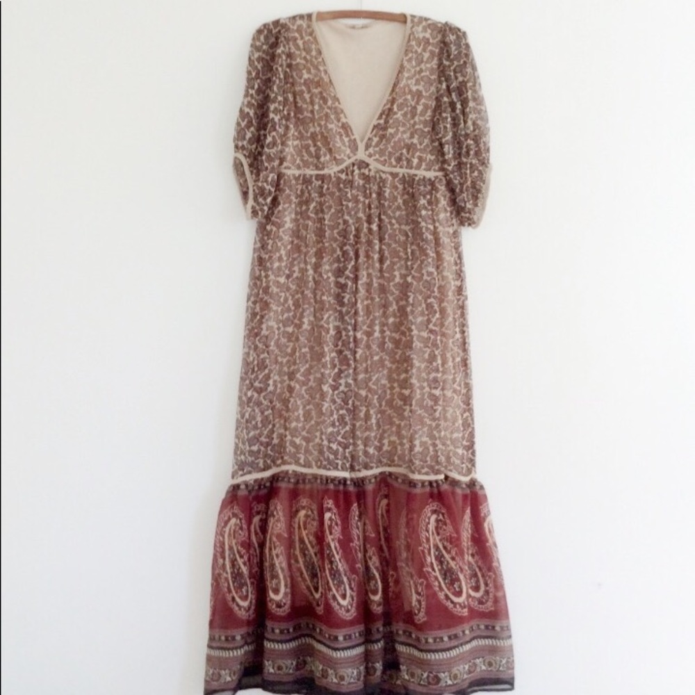 Boho Paisley Maxi Dress Free People Doen Anthro XS